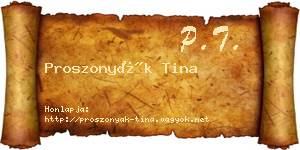 Proszonyák Tina névjegykártya